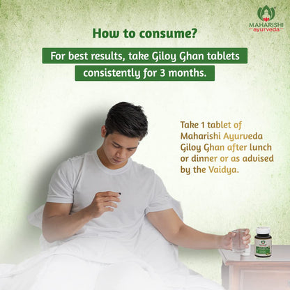 Zephibo Maharishi Ayurveda Giloy Ghan Vati - 100% Natural Immunity Boosting Tablets | Enhances Strength & Stamina | Fights Fatigue | Detoxifies The Body, 60 Tablets
