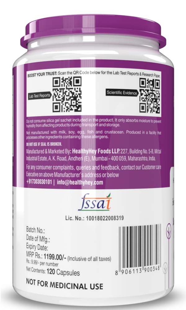 Zephivo HealthyHey Nutrition Potassium Citrate -120 Vegetable Capsules
