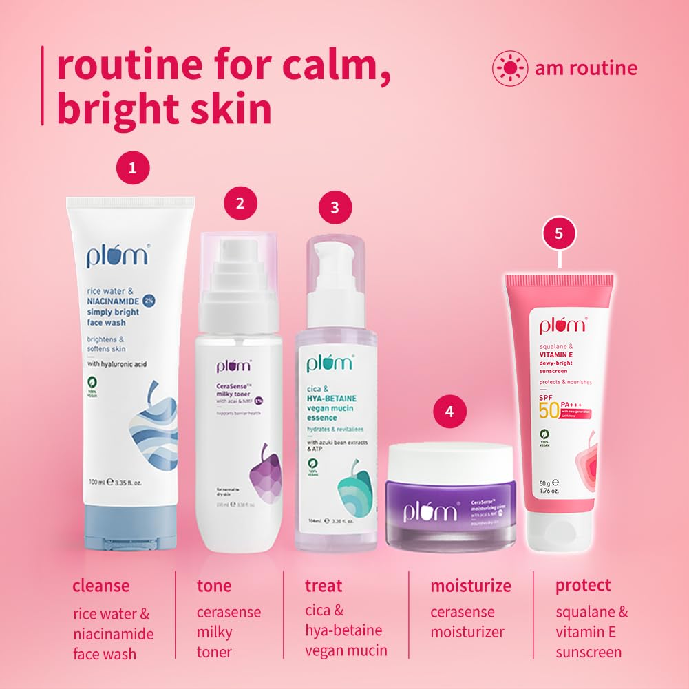Plum Squalane&Vitamin E Dewy-Bright Sunscreen Spf 50 Pa+++|No White Cast,Lightweight,Non-Sticky|All Skin Types|Sunscreen For Women&Men|100% Vegan|50 G