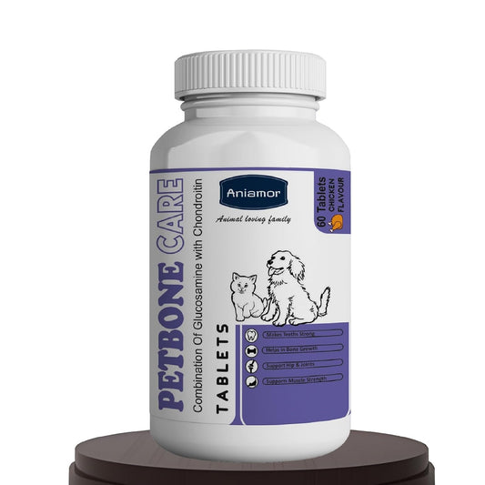 Aniamor Petbone Tablets for Dogs and Cats | Joint Supplements for Dogs | Helps in Joint Pain and Mobility | Joint Support Supplement | Chicken Flavour | for All Life Stages | 60 Tablets