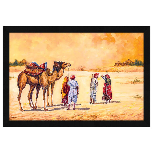 Village Scene Framed Wall Art Painting, Wall Decor For Living Room, Multicolor, Nature, 18.5 X 12.5 inches, Set of 1