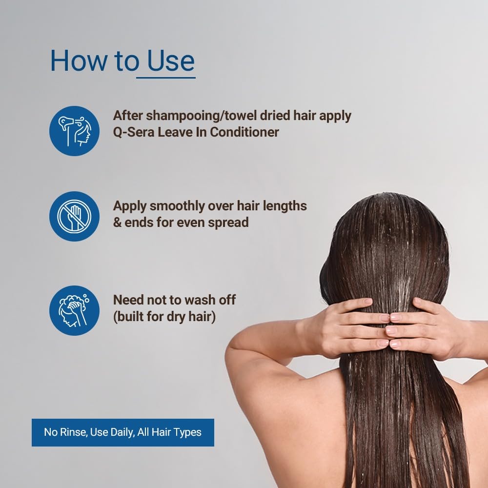 QSERA Leave In Conditioner for dry & frizzy Hair | Silicon free I Paraben free | built for dry hair I makes hair smooth, moisturized, tangle free | 100 ml