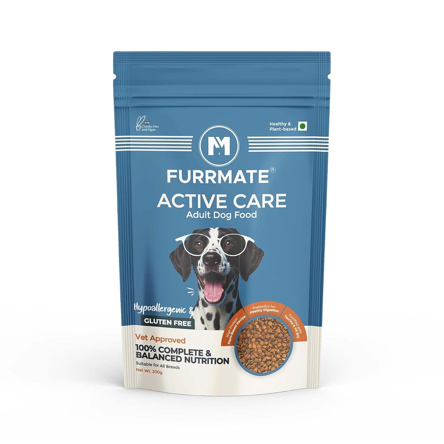 FURRMATE 100% Veg Dry Dog Food (200g) | Hypoallergenic & Gluten-Free | Complete & Balanced Plant-Based Dog Kibble | Meat-Free Vegan Dog Food with Enhanced Nutrition | Suitable for All Breeds (200g)