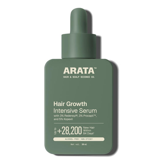 Arata Hair Growth Serum 3% Redensyl, 3% Procapil & 5% Kopexil Infused with Coffee, Onion & Rice Water | Boosts New Growth & Controls Hairfall | Hair Growth Serum for Scalp | Clinically Proven | Derma Tested | For Men & Women | 30ml