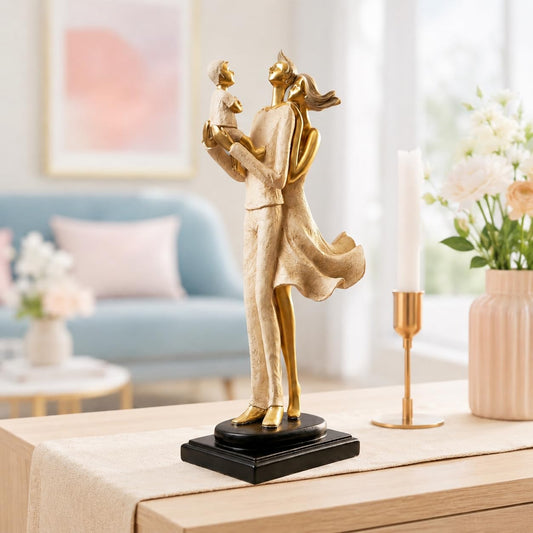 Stylish Modern Eleganct Couple Resin Romantic Figurine Statue for Home Decor (Pack of 1, Golden Brown)