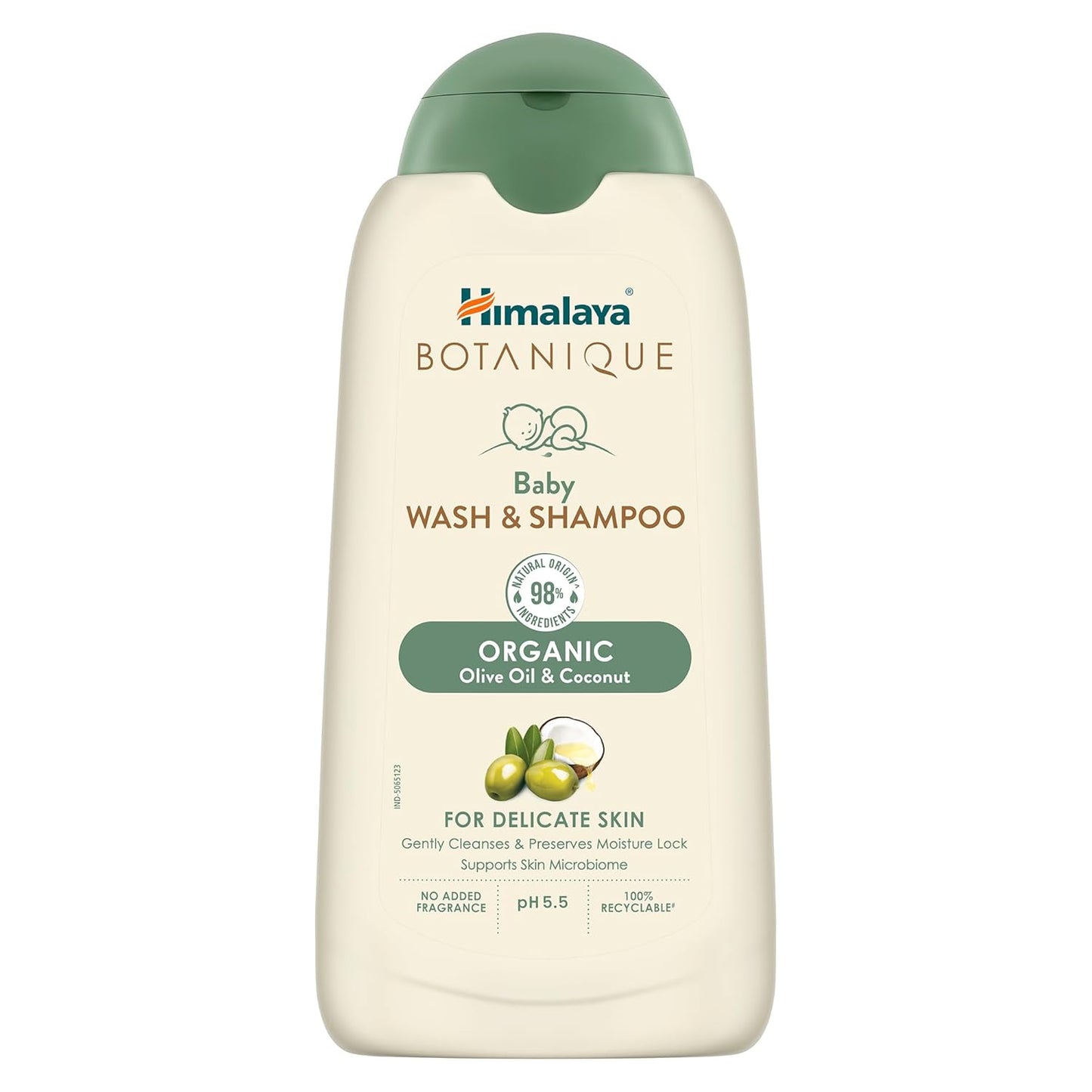 Himalaya Botanique Baby Wash & Shampoo 200 ml | Organic | Preserve Moisture Lock | No Tears | Dermatologically Tested | Helps Protect Skin Barrier | pH 5.5 | Hypoallergenic | No Added Fragrance