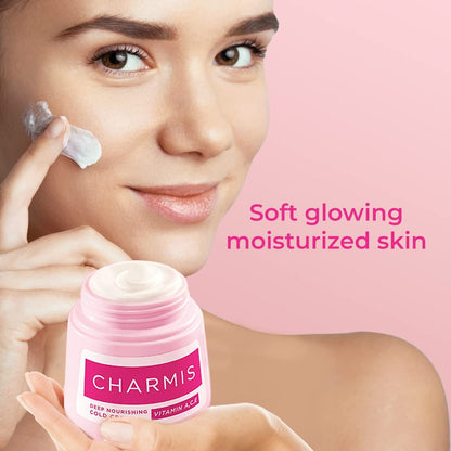 Charmis Deep Nourishing Cold Cream with Vitamin A, C, E, 200ml, for Glowing and Moisturized Skin, for All Skin Types