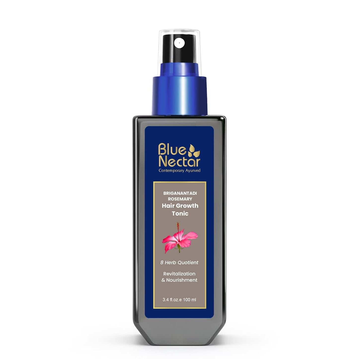 Blue Nectar 10% Rosemary Advanced Hair Growth Serum for Scalp | Organic Tonic Spray with Hibiscus & Bhringraj for Nourishment & Hair Fall Control | Serum for Dry & Frizzy Hair (8 Herbs, 100 ml)