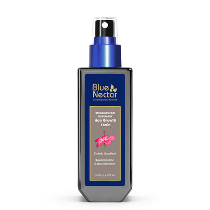 Blue Nectar 10% Rosemary Advanced Hair Growth Serum for Scalp | Organic Tonic Spray with Hibiscus & Bhringraj for Nourishment & Hair Fall Control | Serum for Dry & Frizzy Hair (8 Herbs, 100 ml)