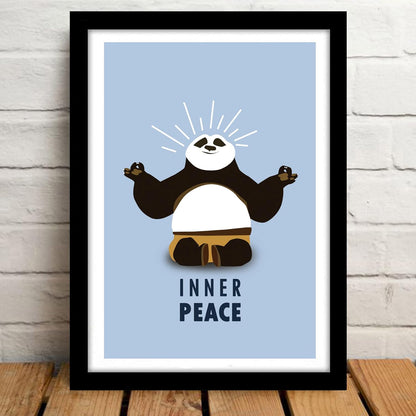 Glass Panda Animals Printed Framed Poster (10x13 inch) Home wall Decoration Bedroom Photo Frames For Bathroom Yoga Meditation Motivational Living Gift Boys Hostel