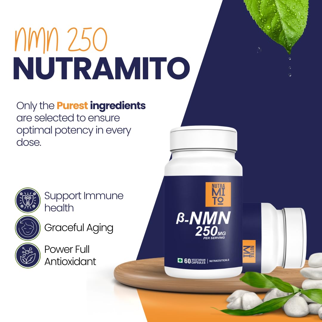 NMN Supplement | 60 Veg Capsules | 250mg Beta NMN | NAD+ Booster | 99% Pure for Energy, Strength & Focus, Healthy Aging
