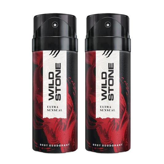 Two Wild Stone Ultra Sensual body deodorant bottles on a white background