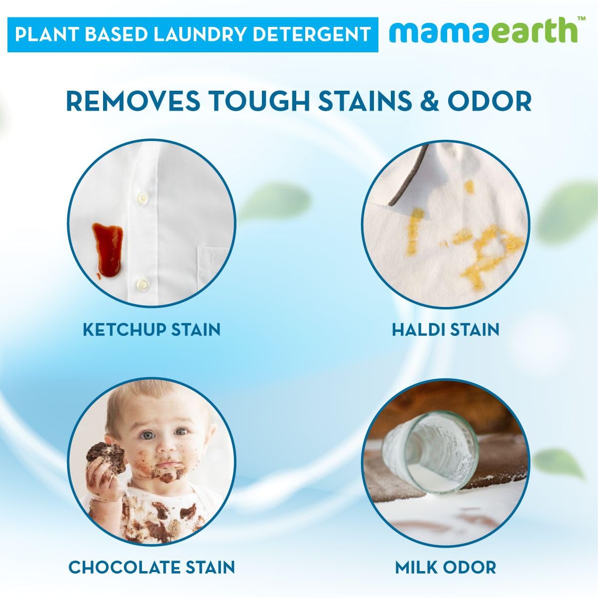 Mamaearth Plant Based Laundry Detergent For Babies - 1 L | Infused with Neem Extract and Lime Citrus Acid | Liquid Formula, Removes Tough Stains, Eliminates Odor