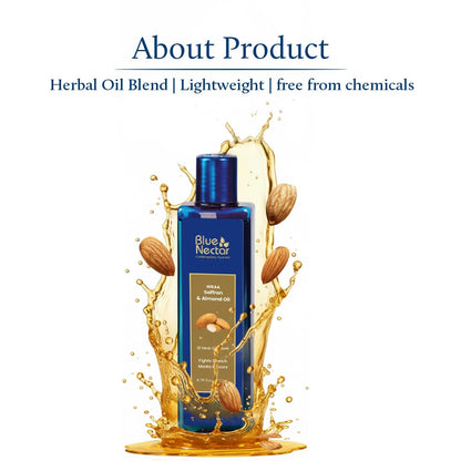 Blue Nectar Saffron & Almond Oil for Stretch Marks for Pregnant Women | Visibly Reduces Marks, Hydrates Skin & Improves Elasticity | 100% Natural & Safe (12 Herbs, 100ml)