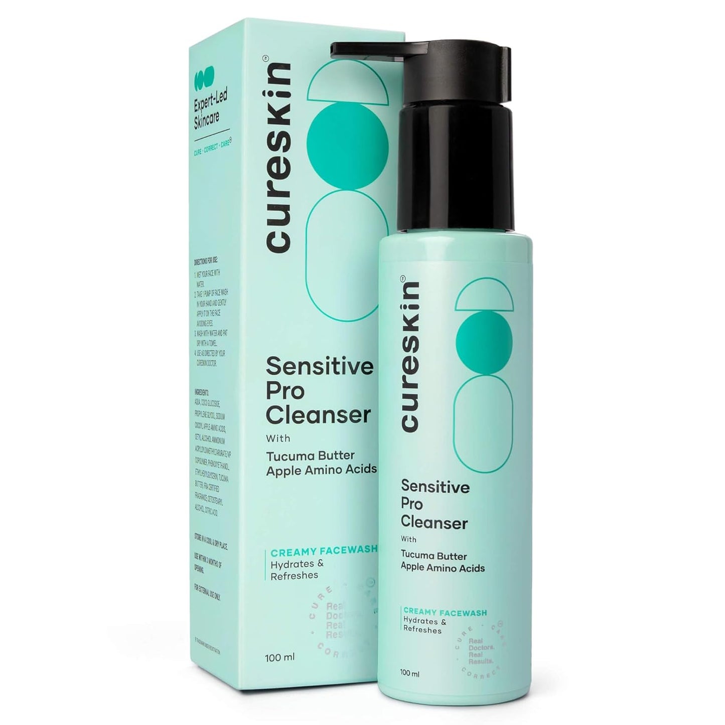 Cureskin Sensitive Pro Cleanser with Tucuma Butter & Apple Extracts for Sensitive Skin Face Wash, 100 ml (Pack of 1)