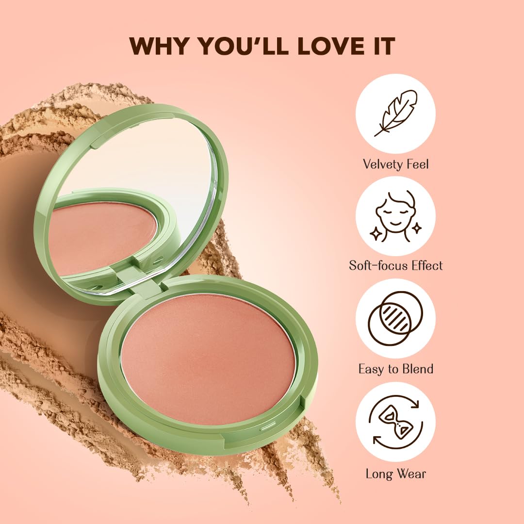 Lovechild Masaba Cheek Flick Mattifying Powder Blush, Luxurious Buildable Coverage & Intense Pigment, Enriched with Vitamin E, Silence Please (Reddish Brown)- 9g