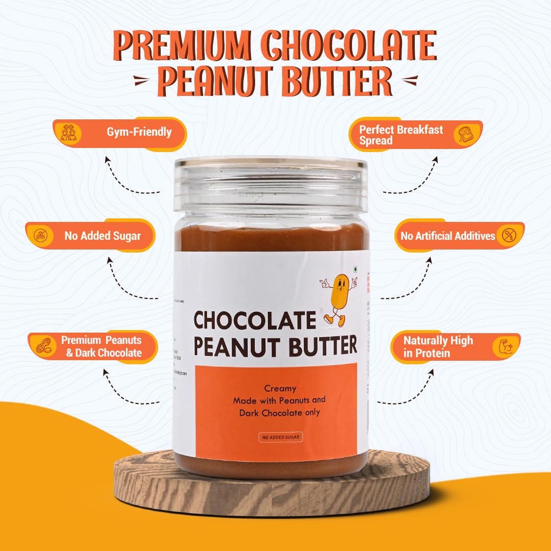 ANAVRIN Chocolate Peanut Butter Creamy, 400gm | High Protein Peanut Butter | No Added Sugar | Healthy Chocolate Flavour Spread | Rich in Vitamin E, Minerals | Gluten Free