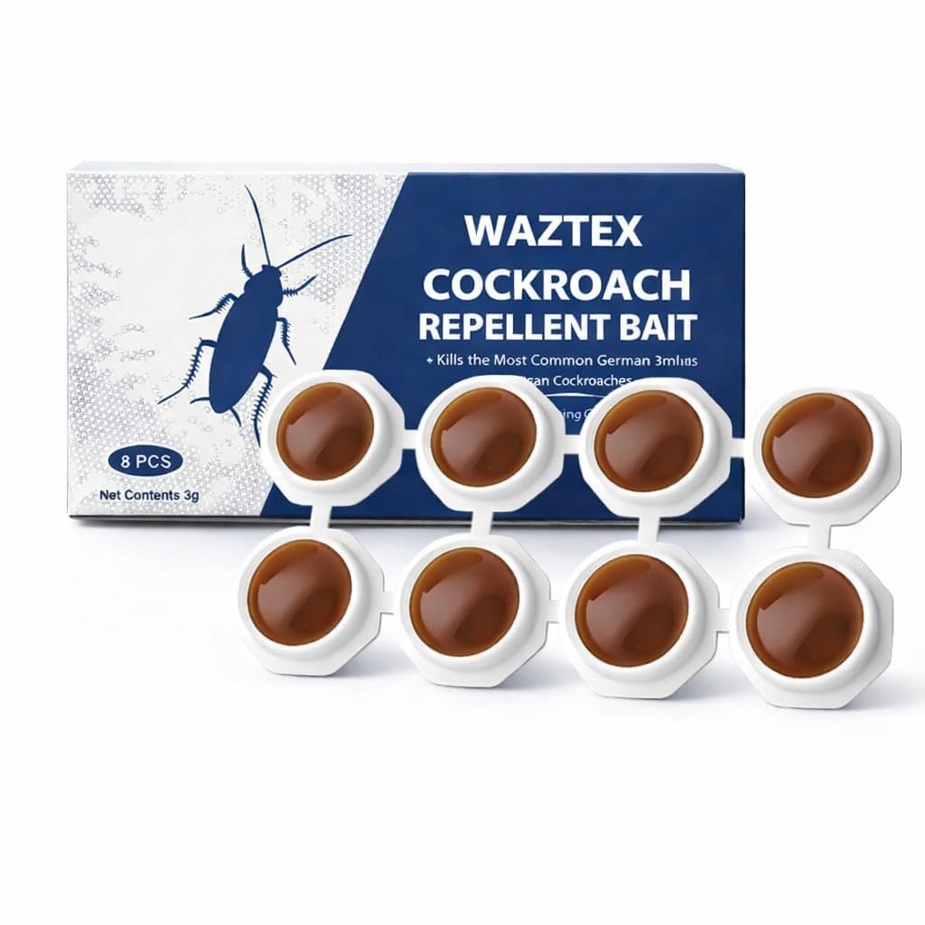Natural Cockroach Repellent Bait (8 Traps) | Eco-Friendly Anti-Roach Gel Traps for Kitchen, Bathroom & Cabinets | Non-Toxic Indoor & Outdoor Cockroach Control | Odorless Pest Repellent