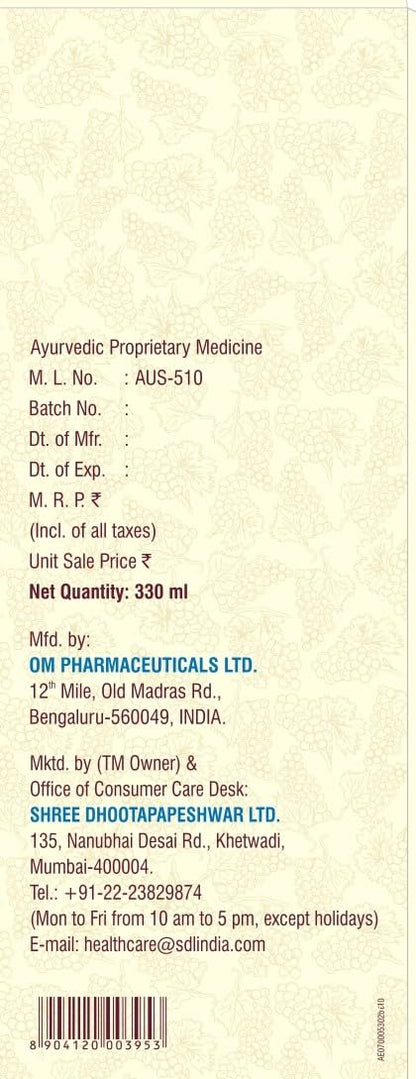 Dhootapapeshwar Drakshovin Special Syrup | Ayurvedic Herbal Tonic for Strength, Energy & Digestive Support | Promotes Appetite & Wellness | 330 ML