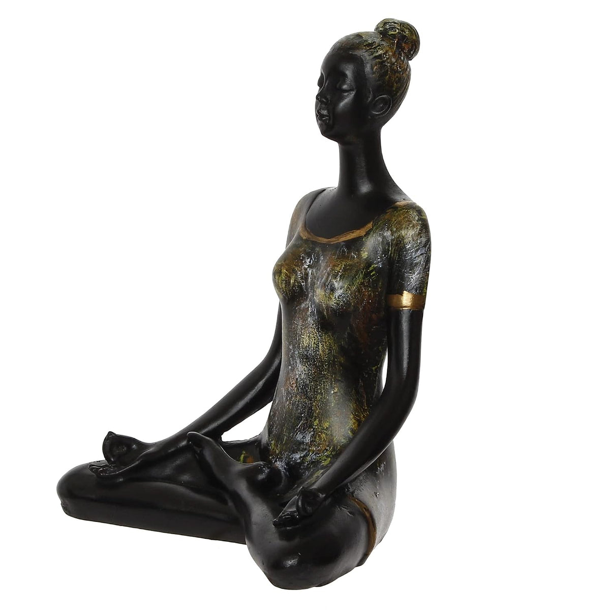 Grey Black Resin Woman in Sukhasana Easy Pose | Yoga Woman Statue Showpiece for Home Decor Living Room Bedroom Office Yoga Studio | Womens Day Gift for Ladies | Birthday Gift for Women