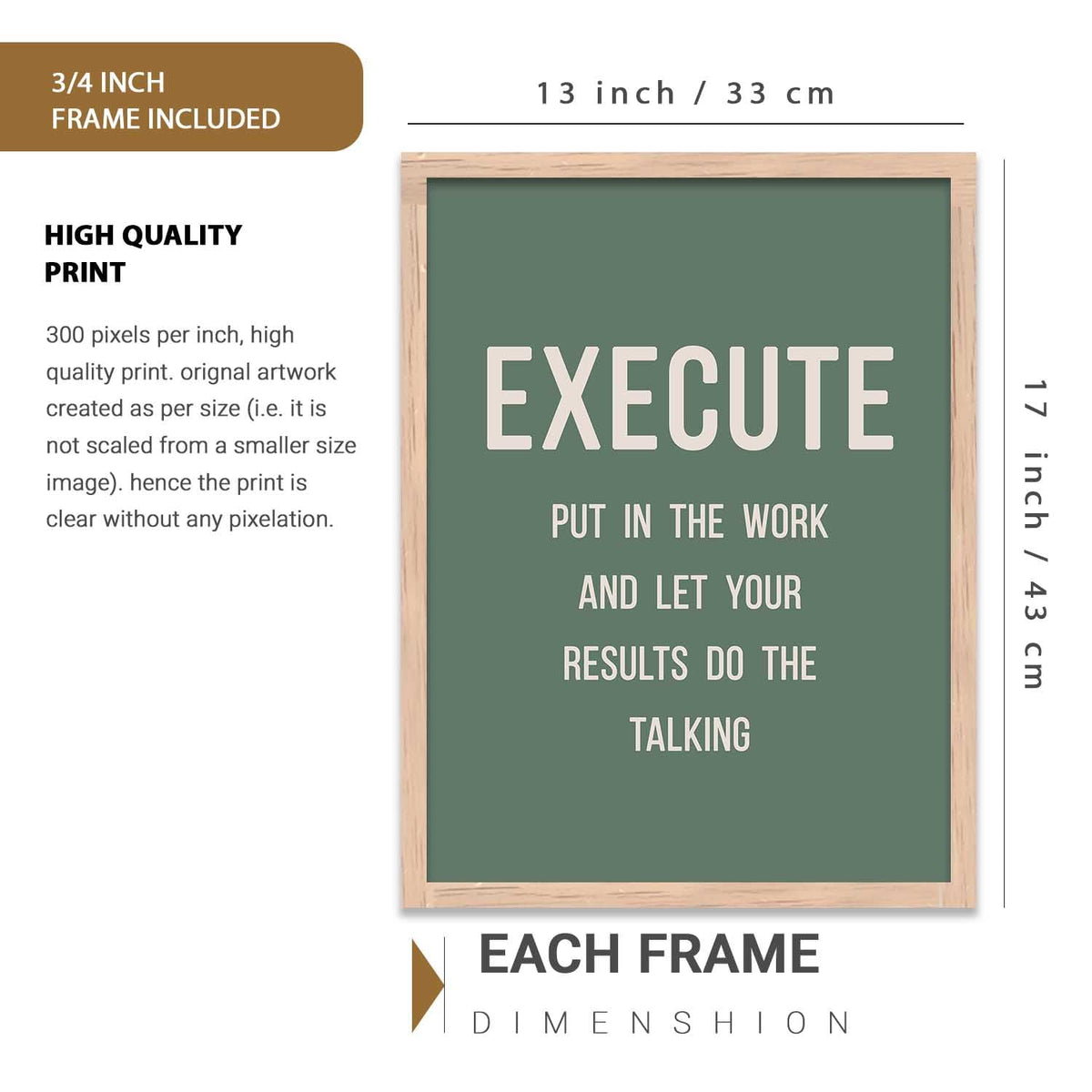 motivational quotes wall frames posters for room office wall decoration items Wall Decor Digital Reprint engineered wood Set of 3 (13X17 inch)