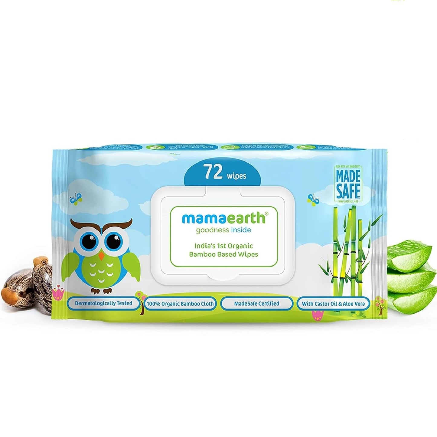 Mamaearth India's First Organic Bamboo Based Baby Wipes (72 Wipes)