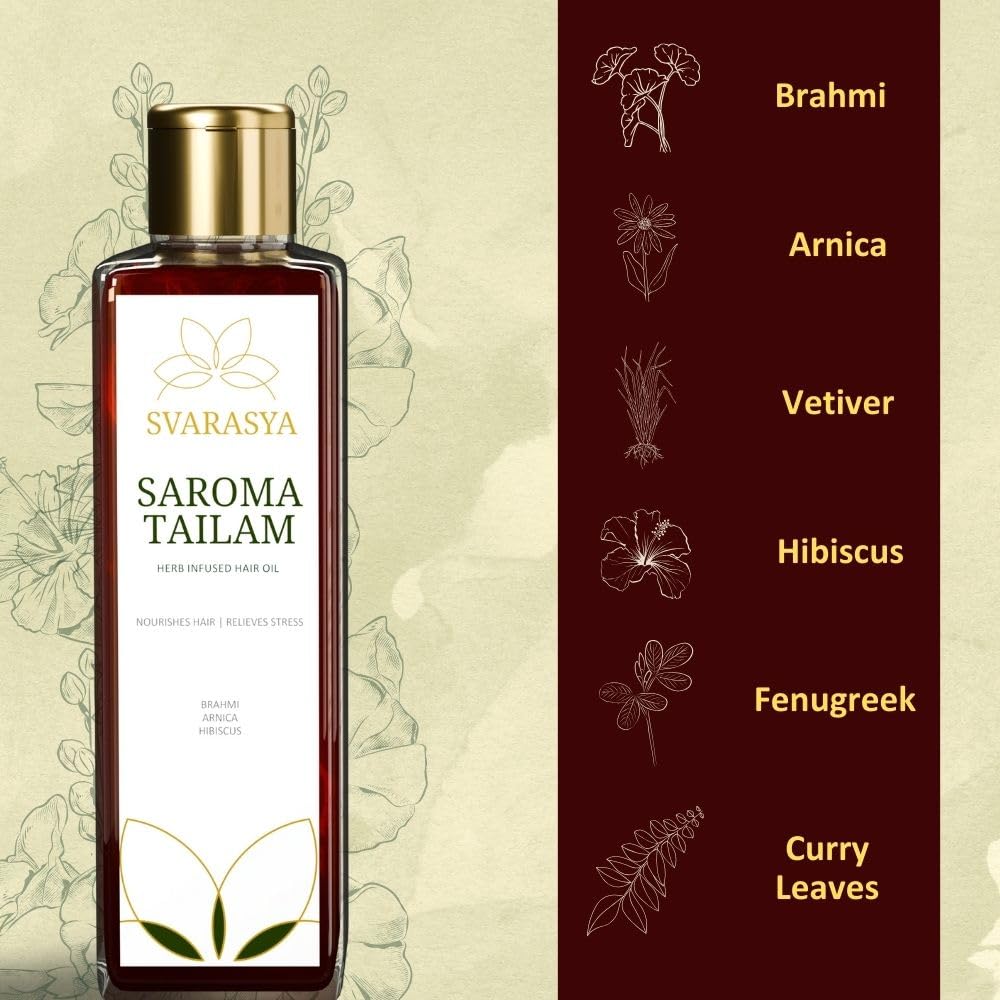 Svarasya Saroma Tailam Herbs Infused Ayurvedic Hair Oil (Paraben and Mineral Oil Free) With Natural Ingredients (Oil, 100 ml)