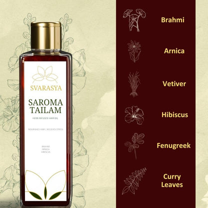 Svarasya Saroma Tailam Herbs Infused Ayurvedic Hair Oil (Paraben and Mineral Oil Free) With Natural Ingredients (Oil, 100 ml)