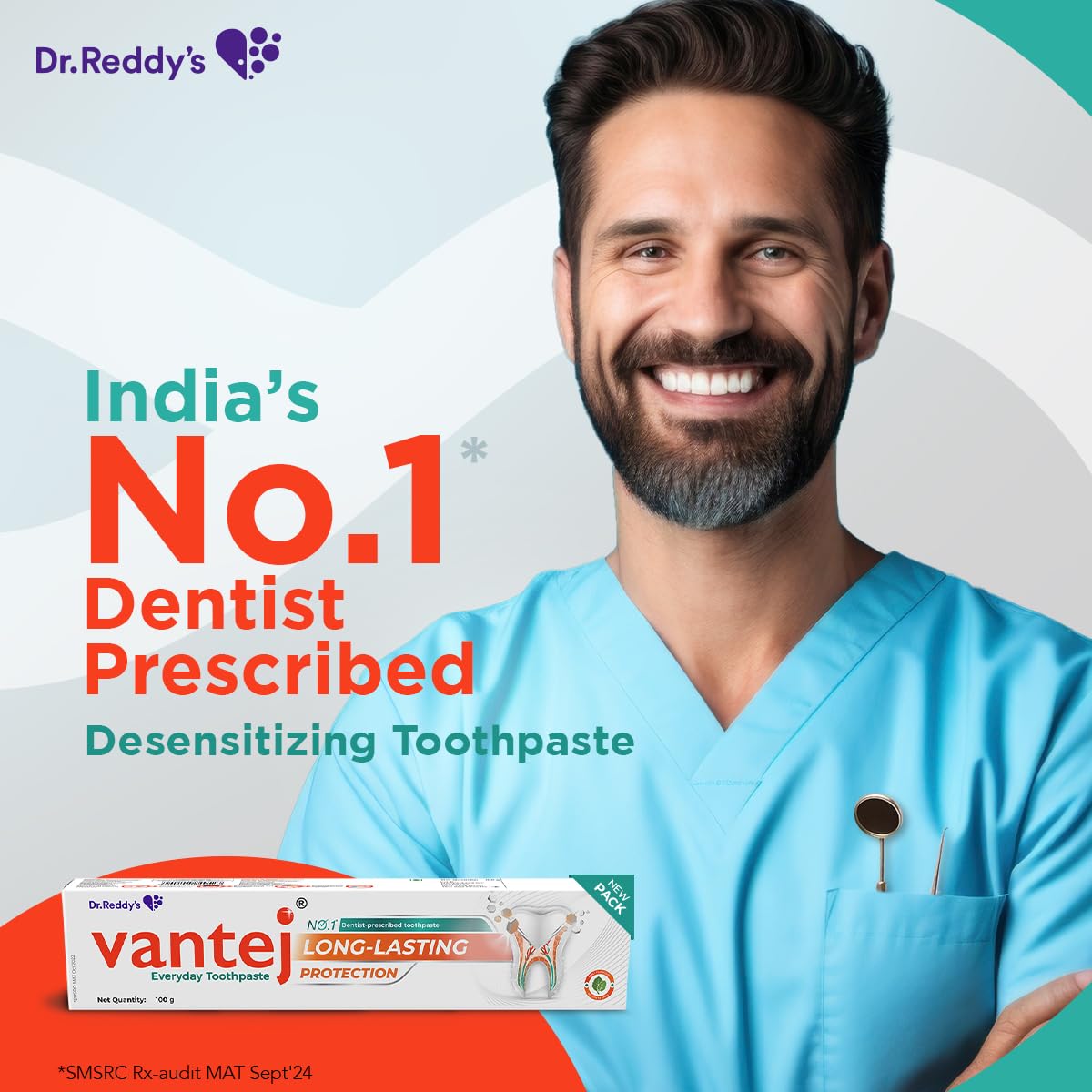 Vantej : Sensitivity Protection Toothpaste| 100 Grams| Gives Long Lasting Sensitivity Protection And Tooth Sensitivity Healing| Dentist Recommended| Desensitizing Toothpaste| Braille Enabled Pack