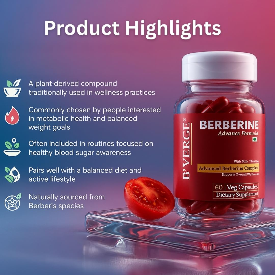 B’VERGE® Berberine Supplements 98% with Milk Thistle | Weight loss for Women & Men | Ultra Potent 600mg Supplement – Helps Maintain Healthy Blood Sugar, Cholesterol, and Supports PCOS Care (60 Capsules (Pack of 1))