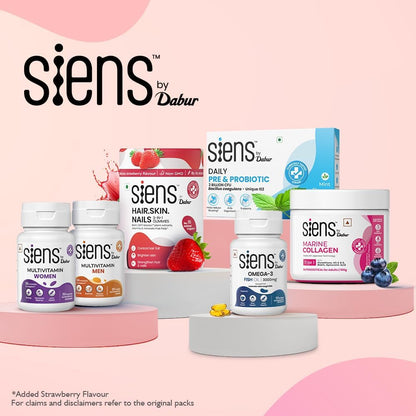 Siens By Dabur Hair, Skin & Nails (3 in 1 Gummies) - 30 pieces | Enriched with Biotin, DHT Blocker, Plant Extracts, Vitamins & Minerals | Brightens Skin, Control Hairfall, Strengthens Hair & Nails