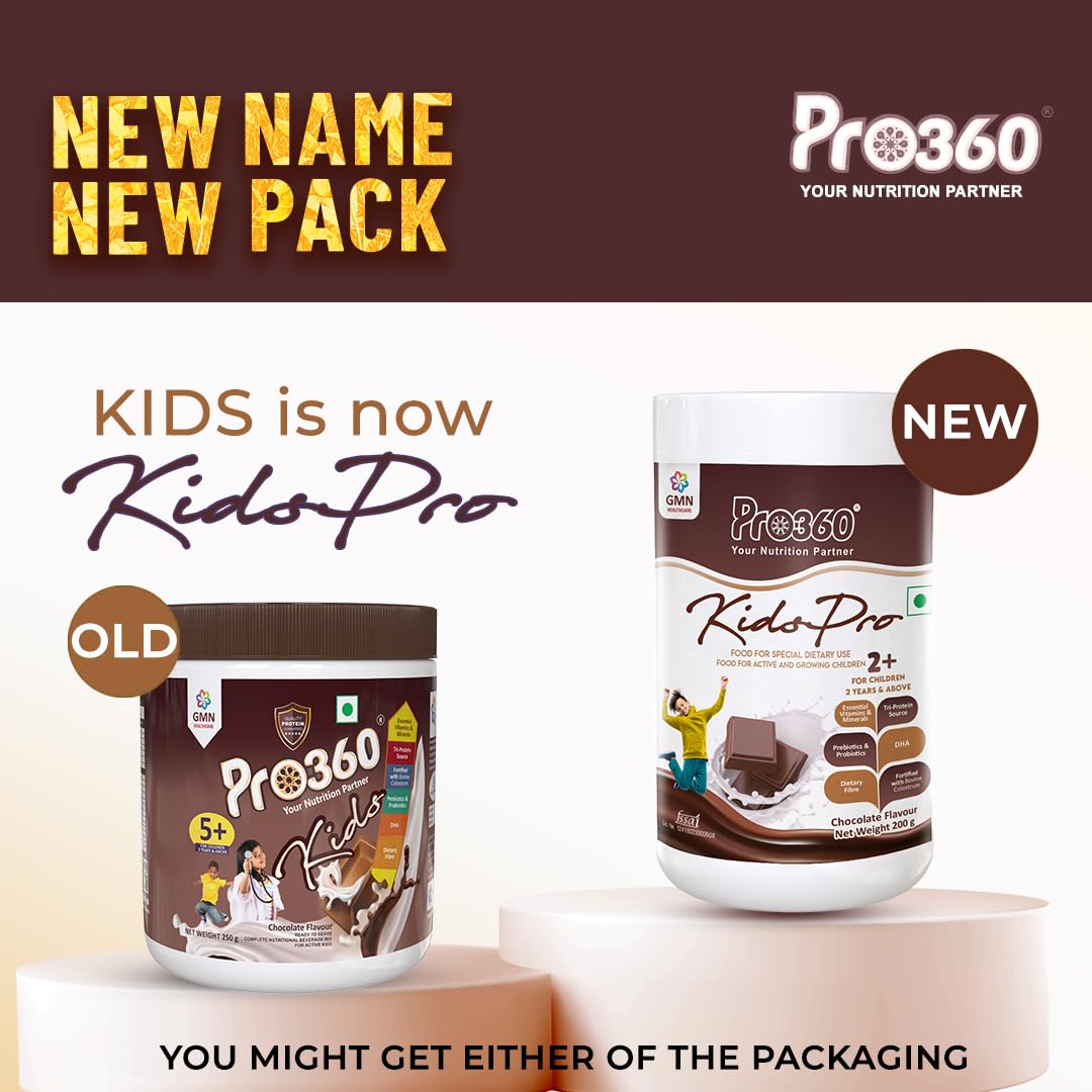 Pro360 Kidspro Protein Powder Child Nutrition & Health Supplement for Growing Children, Improves Growth and Active Strong Kids – 200g (Chocolate Flavor)