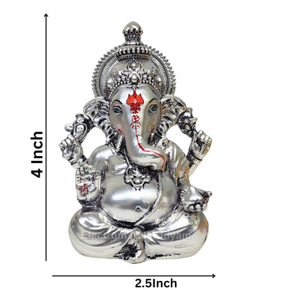Silver Plated Antique Matte Vinayagar | Multifunctional Ganesha Idol for Gifting, Housewarming, and Car Dashboard Decor(SILVERANTIQUEMATTEVINAYAGAR 4")