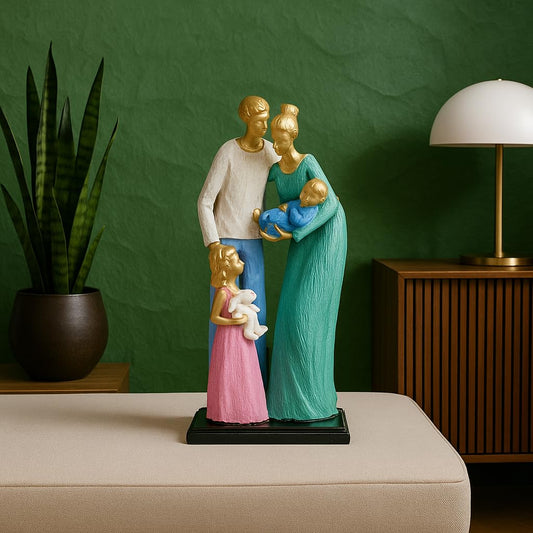 Colorful Family Figurine | Resin Home Decor Accent | Unique Art Piece for Living Room, Office | Vibrant and Expressive Design | Symbol of Family Love and Unity