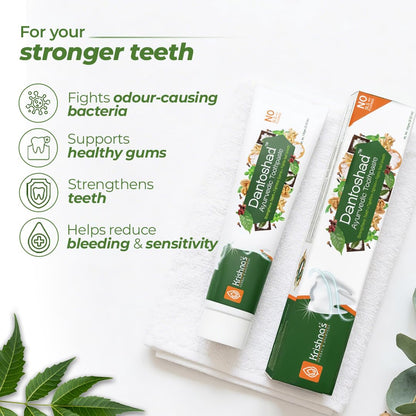 Krishna’s Dantoshad Ayurvedic Toothpaste With Goodness of 15 Herbs for Strengthens Teeth, Tightens Gum & Maintain Fresh Breath - 100 gm (Pack of 1)