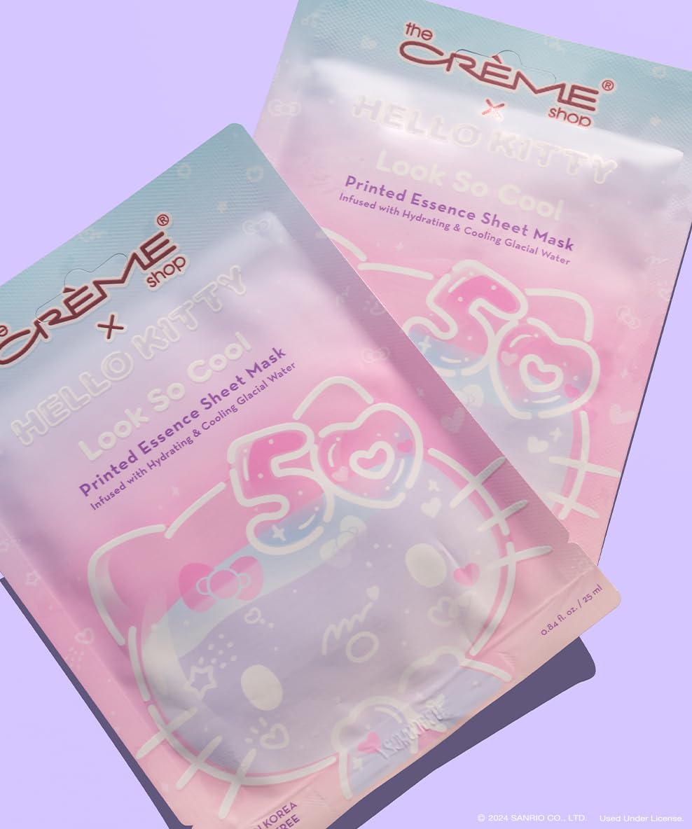The Crème Shop x Hello Kitty Feel So Clear Printed Essence Sheet Mask, Clarifying and Hydrating Face Mask with Tea Tree and Hyaluronic Acid - 50th Year Anniversary Limited Edition (Pack of 1)