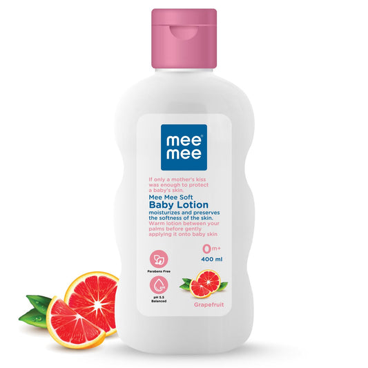 Mee Mee Baby Lotion – Moisture-Rich Cream-Lotion with Triple Botanical Moisture-Lock System | Infused with Chamomile, Olive & Grapefruit Extracts | Hypoallergenic, pH-Balanced & Alcohol-Free for Newborns & Sensitive Skin | 400 ml