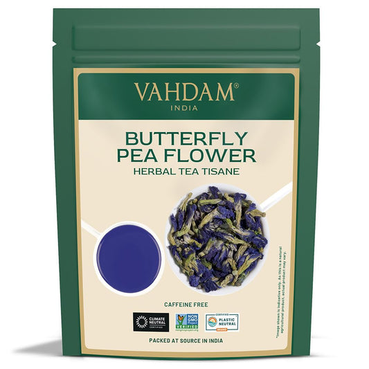 VAHDAM Butterfly Pea Flower Loose Leaf Tea | 50g Pure Dried Butterfly Flower | Color-Changing Blue Butterfly Tea, Caffeine-Free Antioxidant Herbal Infusion | For Mocktails & Cooking
