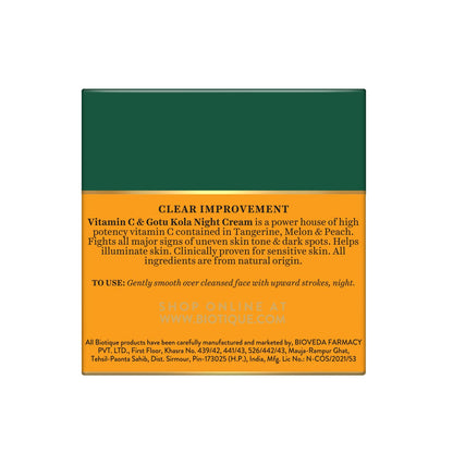 Vitamin C & Gotu Kola Night Cream packaging with green and orange design on a white background