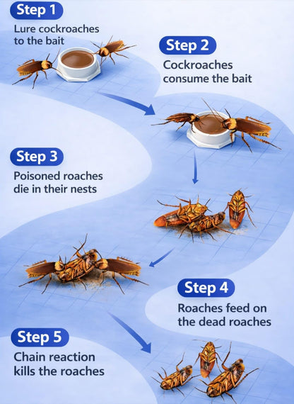 Natural Cockroach Repellent Bait (8 Traps) | Eco-Friendly Anti-Roach Gel Traps for Kitchen, Bathroom & Cabinets | Non-Toxic Indoor & Outdoor Cockroach Control | Odorless Pest Repellent