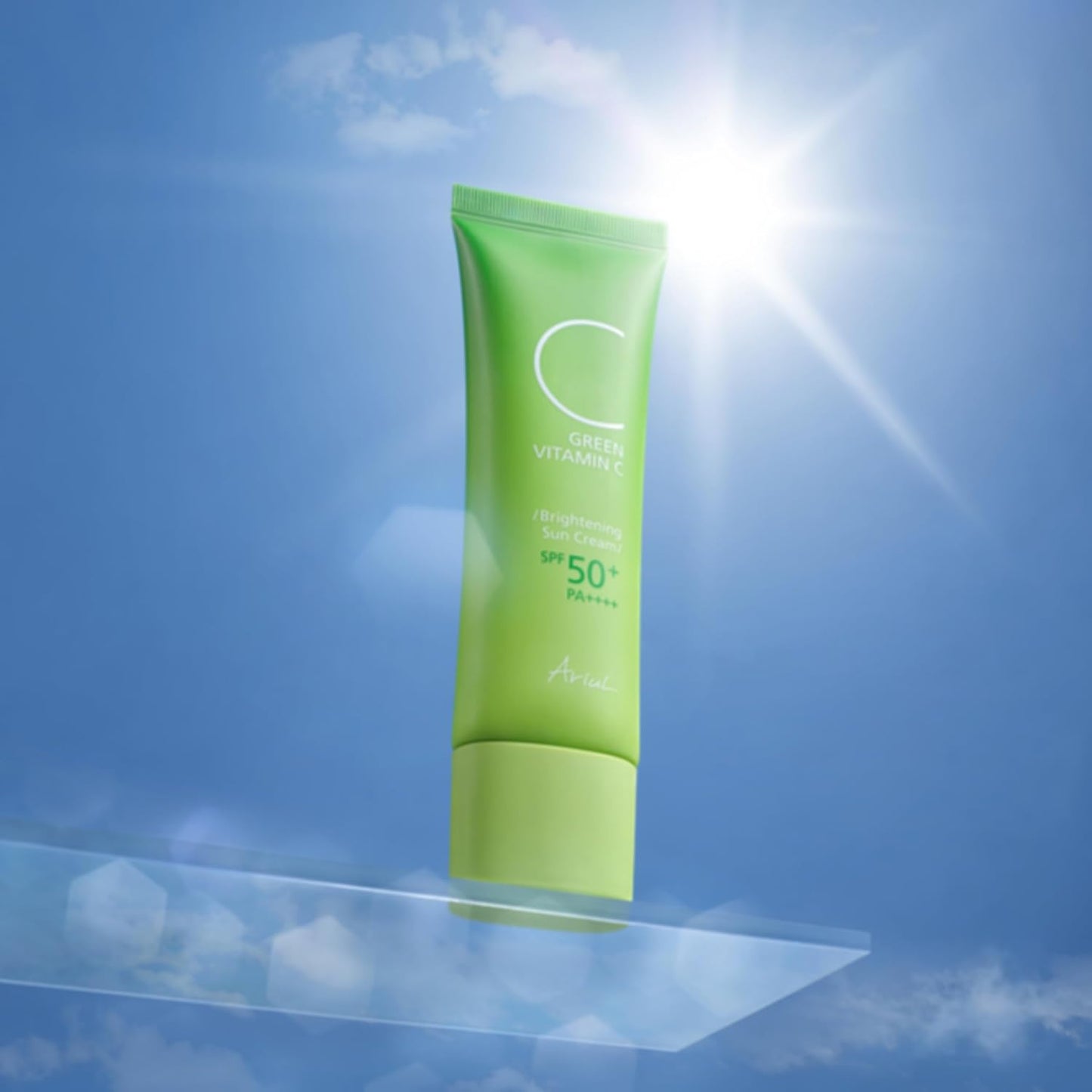 Ariul Green Vitamin C Brightening Sun Cream SPF50+ PA++++ 50ml | Korean Sunscreen for UV Protection, Hydration No White Cast, Smooth Finish