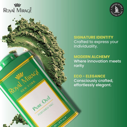 Royal Mirage Pure Oud Talc Powder | Long-Lasting Unisex Fragrance | Oud, Leather & Saffron Notes | Bold & Captivating Luxury Scent | Exotic & Sophisticated Skin Freshness | Gift for Men & Women | 250g