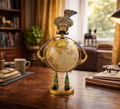 Home and Office Decorative Globe Metal Rajasthani Home Decor Items for Living Room Show Piece, Decor and Gift for Living room, Bedroom, Showcase, Office Desk, Interior