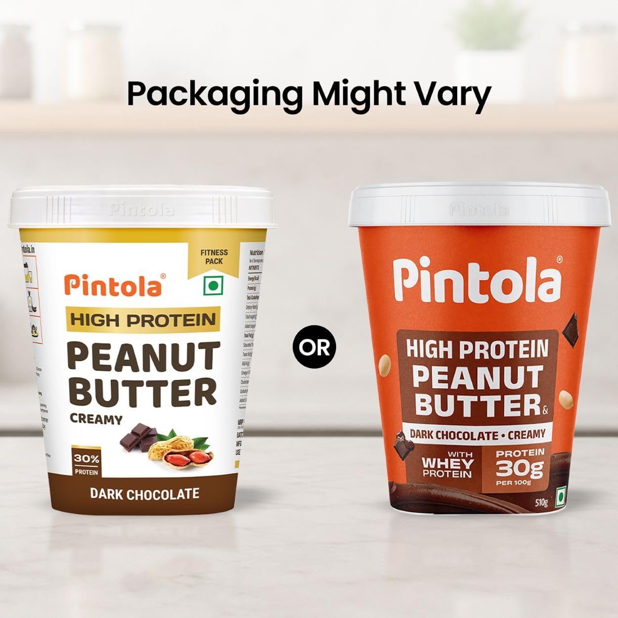 PINTOLA High Protein Peanut Butter Chocolate Flavour Creamy, Added WHEY Protein, 30g Protein 6.2g Fiber, Gluten Free, Zero Trans Fat, Dark Chocolate Peanut Butter Spread, Nut Butter Bread Snacks
