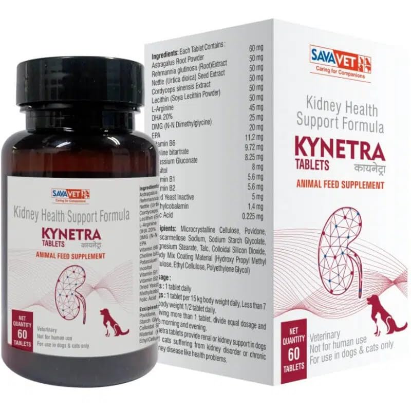 Savavet Kidnney Health Support Tablets for Dogs & Cats | 60 Tablets | Veterinary Supplement for Renal Function & Urinary Health | Animal Feed Supplement by Fifozone