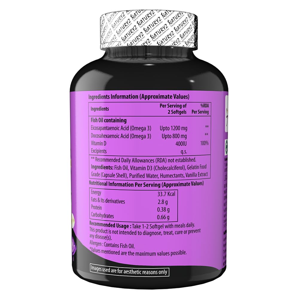 Purple supplement bottle with label showing ingredients and nutritional information on a white background