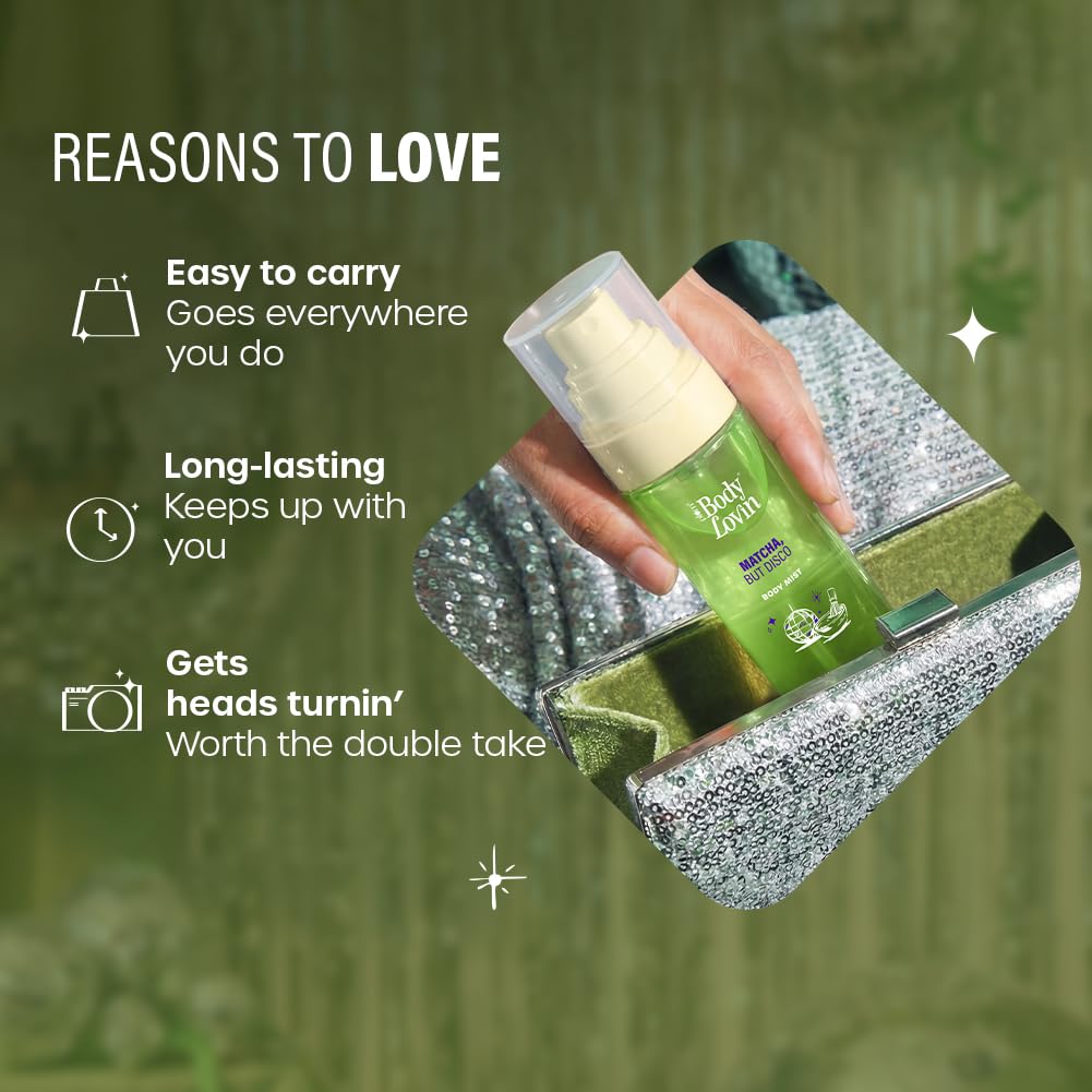 Plum BodyLovin’ Matcha, But Disco Body Mist | Zen Matcha Meets Groovy Vanilla | Long-Lasting | Lactonic Matcha Fragrance | With Notes Of Matcha, Lactonic & Creamy Vanilla | 100 ml