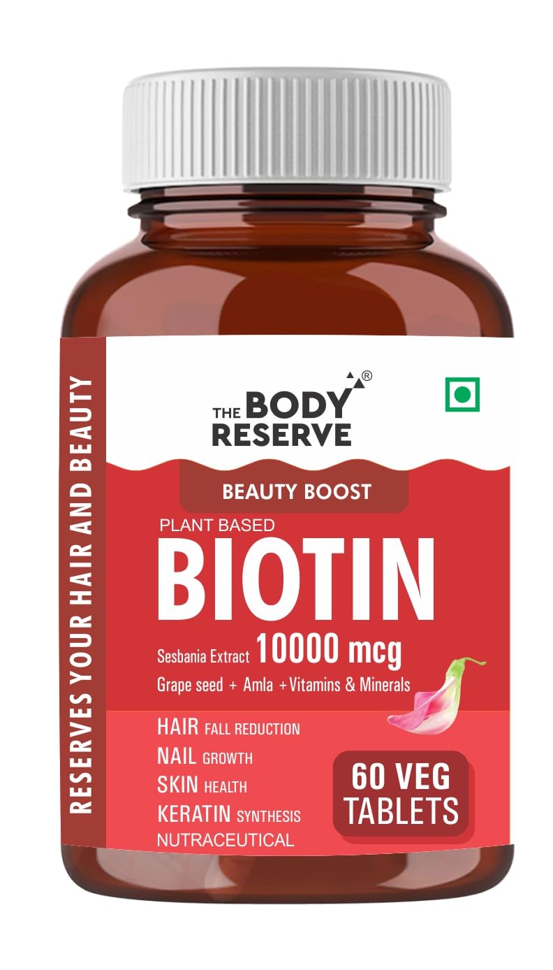Bottle of The Body Reserve Biotin supplement on a white background