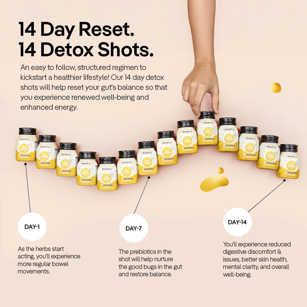 The Good Bug Gut Cleanse - 14 Prebiotic Colon Detox Shots | Improves Probiotic Activity, Gut Health & Digestion | Tackles Bloating, Gas & Constipation