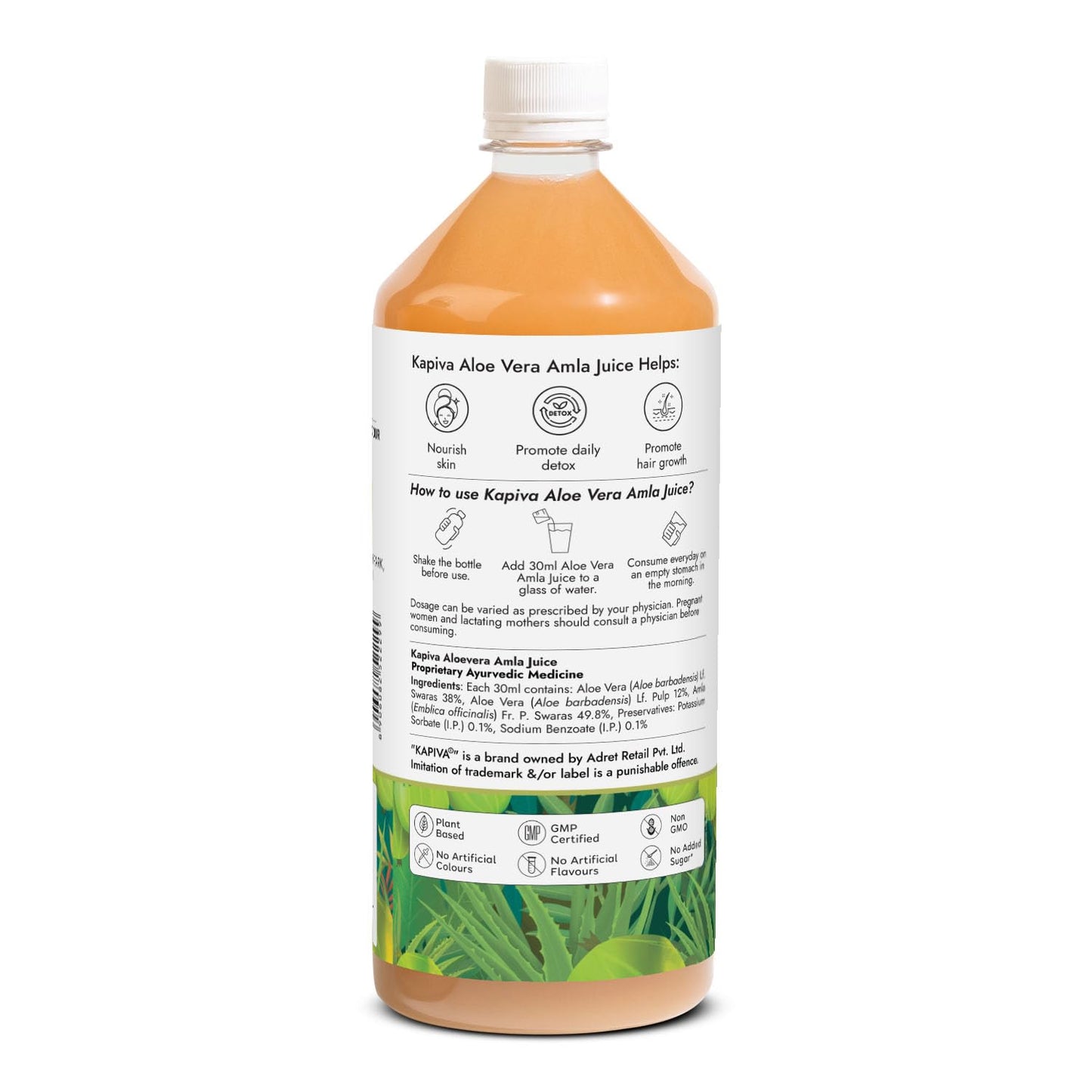 Kapiva Aloe Vera + Amla Juice | Cold-pressed Juice for Glowing Skin | Helps with Metabolism (1L)